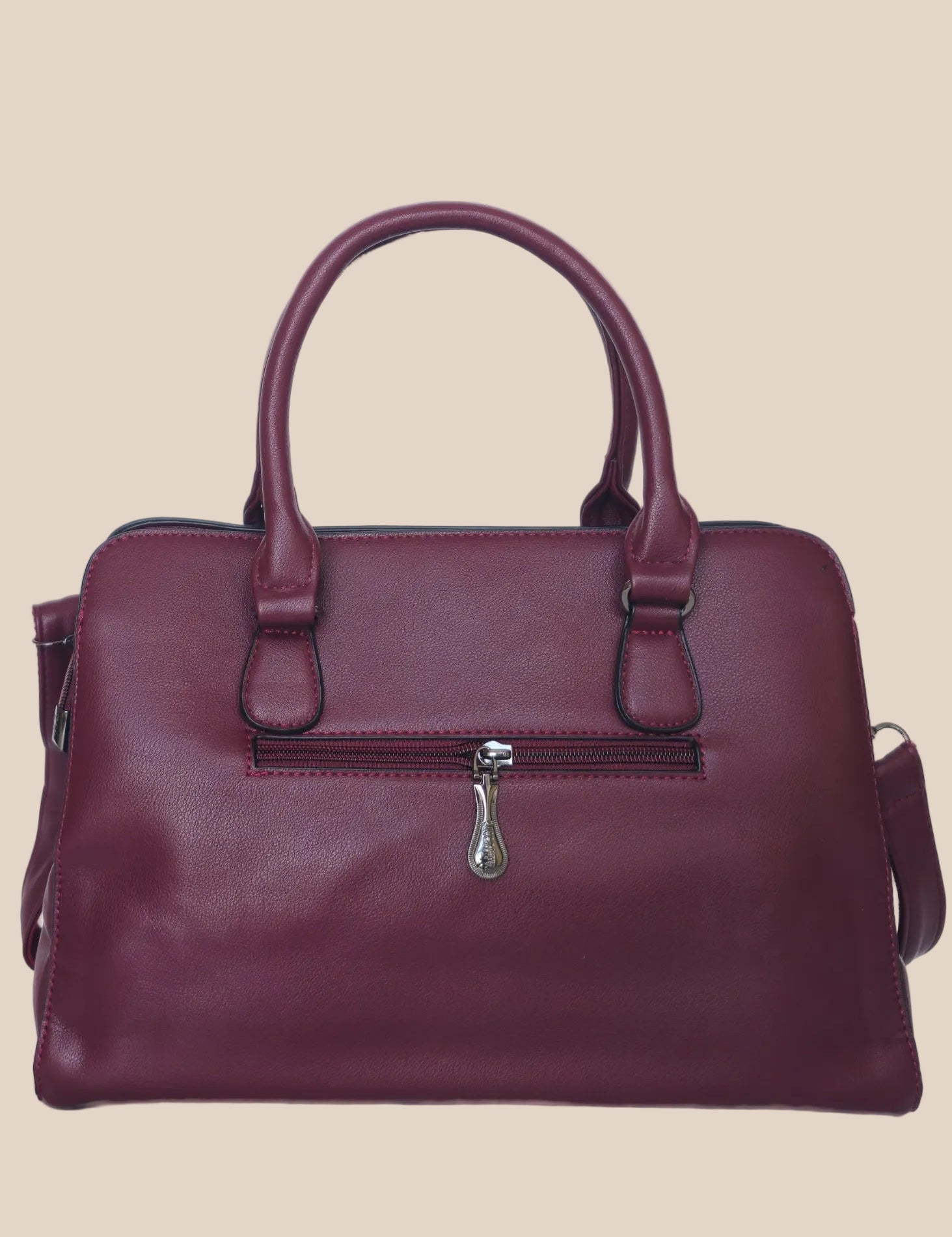 Purple ladies handbag plain with premium PU leather back side