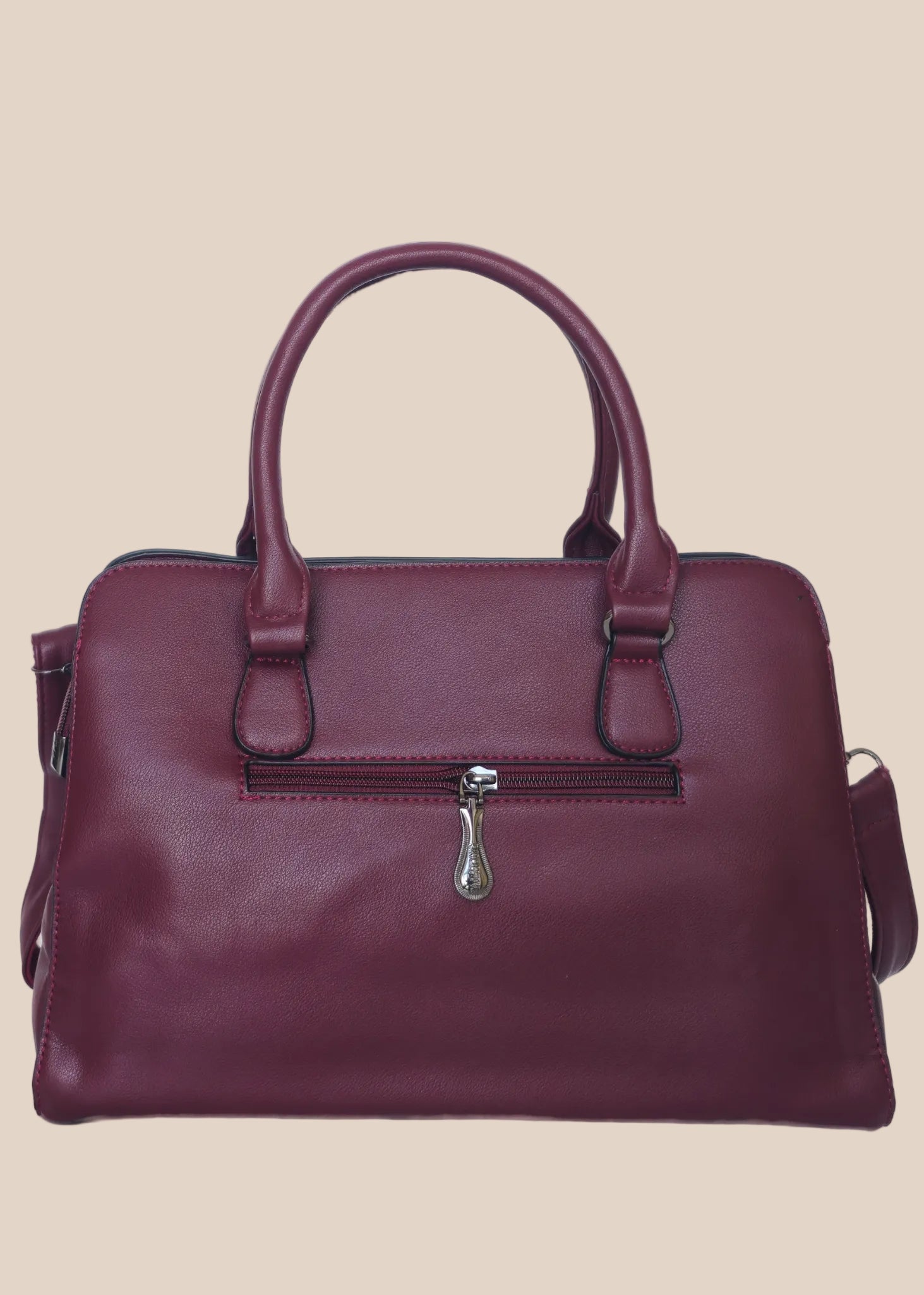 Purple ladies handbag plain with premium PU leather back side