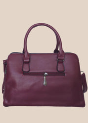 Purple ladies handbag plain with premium PU leather back side
