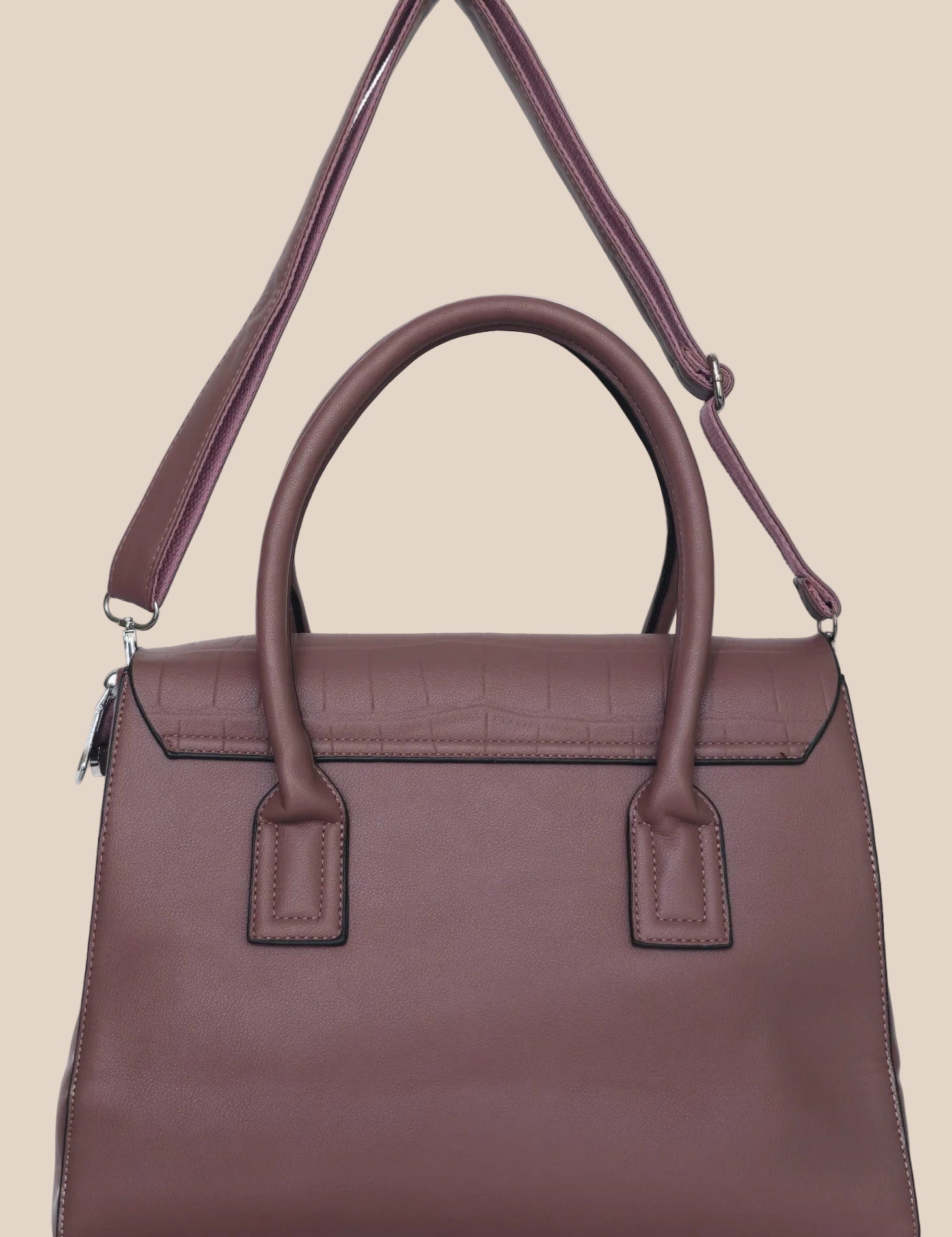 Purple PU ladies' handbag with flap back