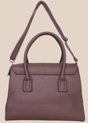 Purple PU ladies' handbag with flap back