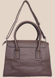 Brown crocodile-patterned ladies' handbag with a shoulder strap back