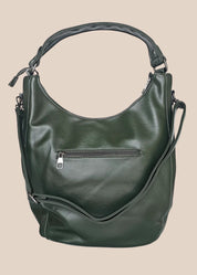 Green handbag with studded details back view