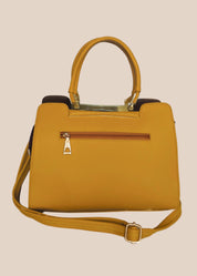 Yellow handbag with a strap back view