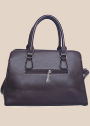 Dark brown ladies' handbag plain with premium PU leather back view