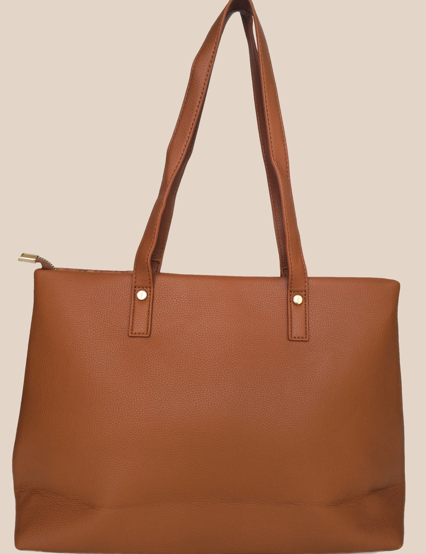 Dark Mouve floral-patterned handbag with a gold zipper back view