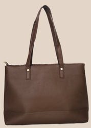 Tan Mouve floral-patterned handbag with a gold zipper back view