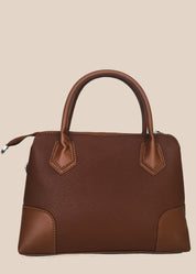 Brown handbag with a matching scarf back view