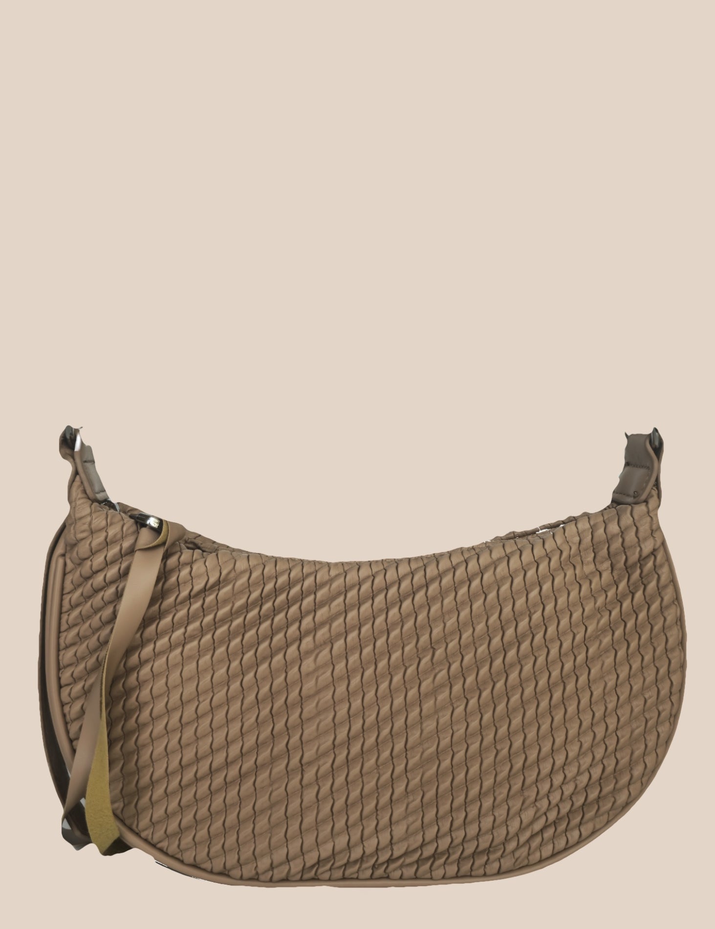 Brown quilted saddle bag