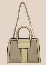 Beige handbag with a textured surface front view2