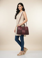 The "Maroon Mesh & Saffiano" Tote