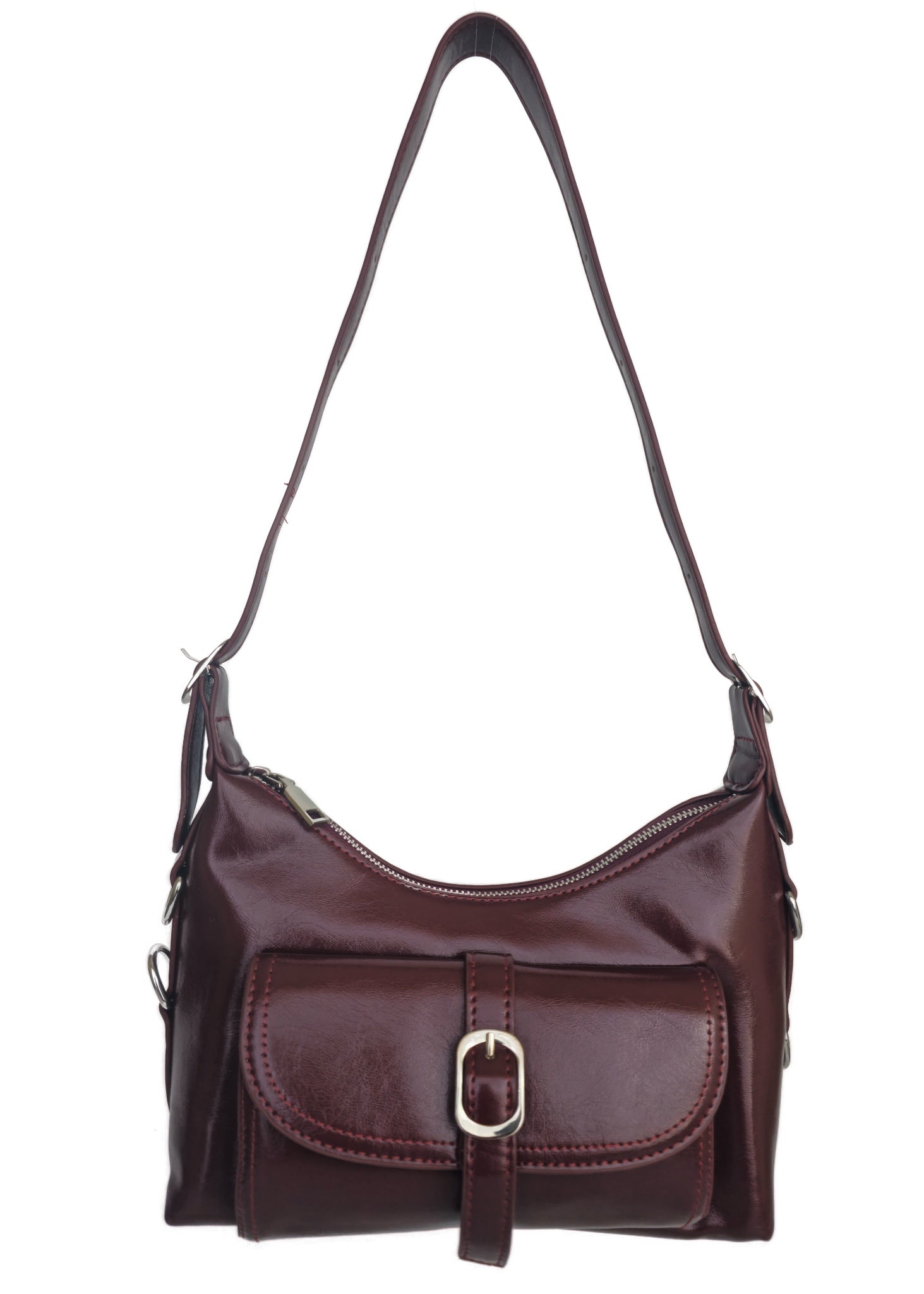 Buckle-Front Shoulder Bag