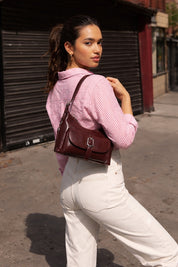 Buckle-Front Shoulder Bag