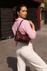 Buckle-Front Shoulder Bag