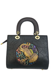 THE "SAFARI" EMBOSSED SHOULDER SATCHEL BAG