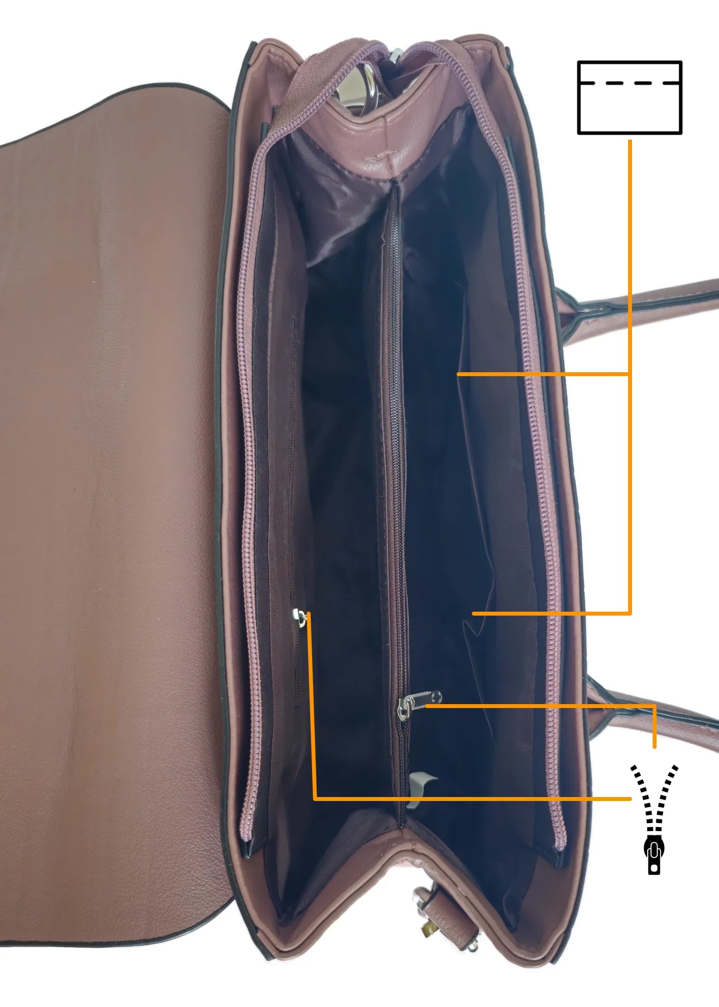 Brown crocodile-patterned ladies' handbag with a shoulder strap inside