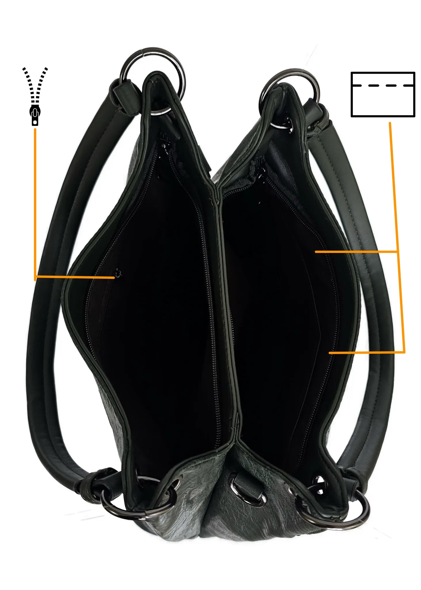 Beige handbag with a floral pattern and a gold handle inside view