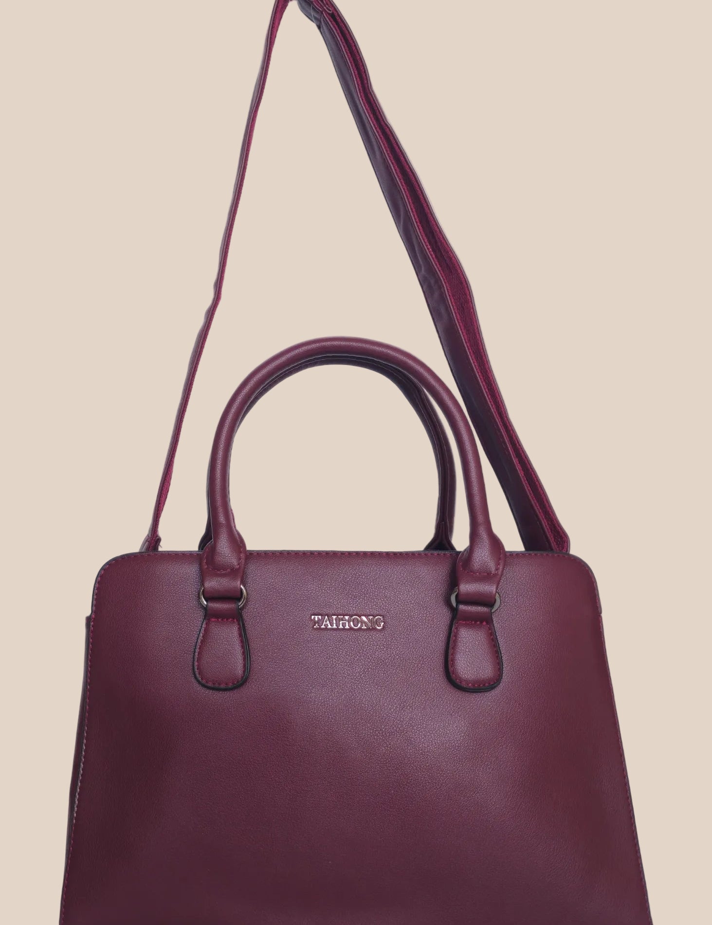 Purple ladies handbag plain with premium PU leather