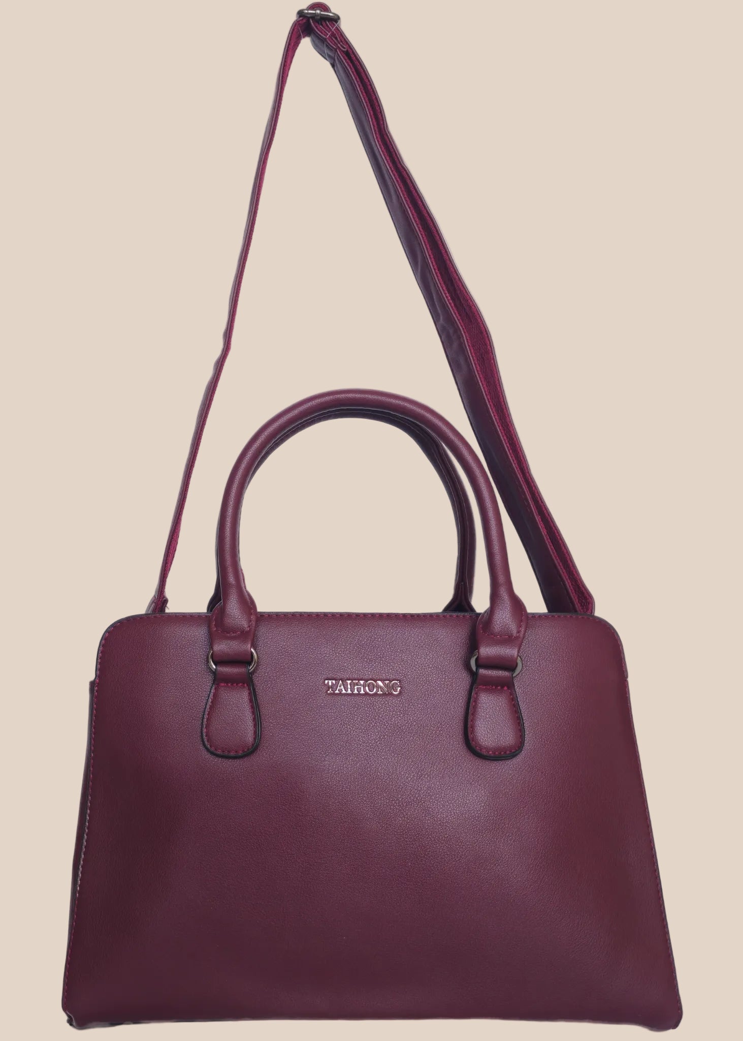 Purple ladies handbag plain with premium PU leather