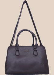 Dark brown ladies handbag plain with premium PU leather front view2