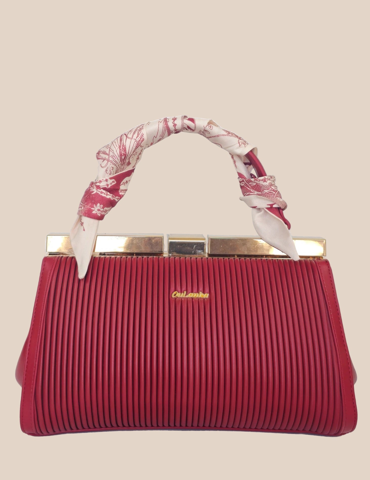 Deep berry party handbag front view