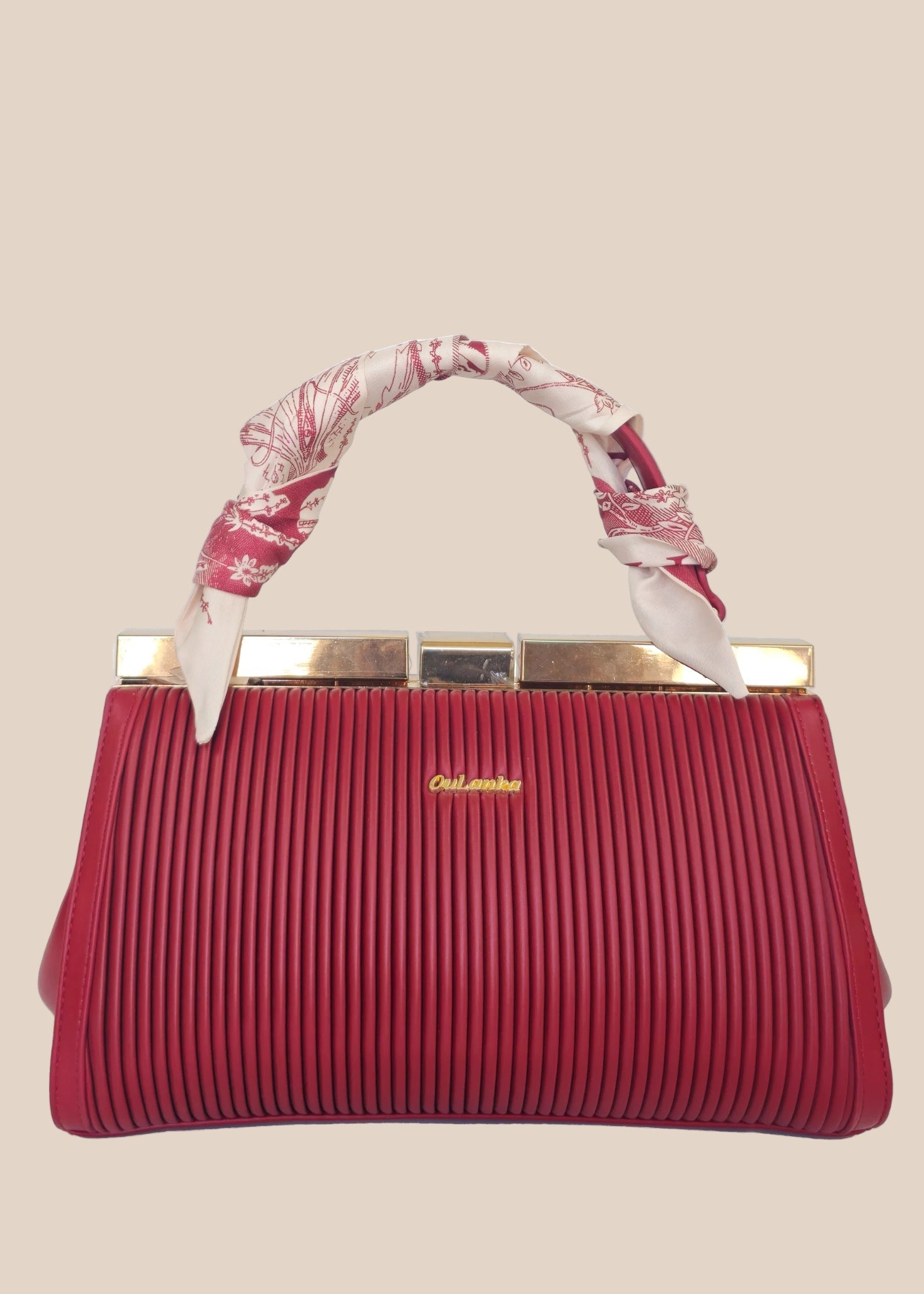 Deep berry party handbag front view