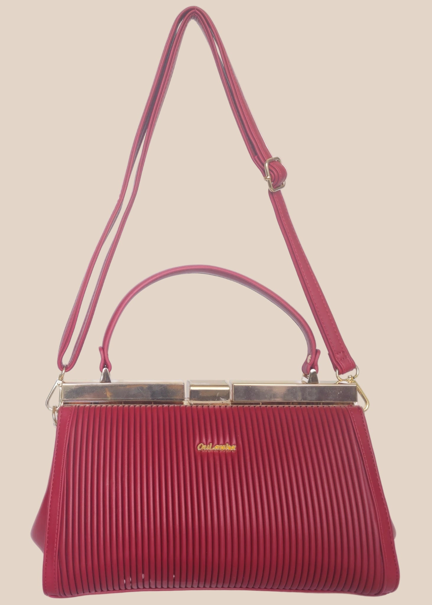 Deep berry party handbag front view2