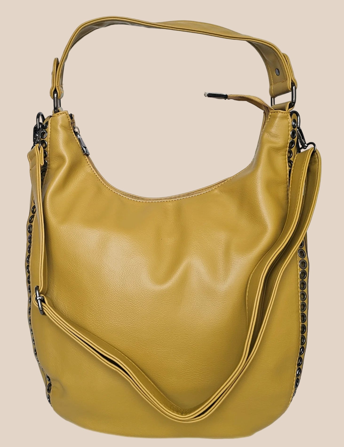 Yellow hobo handbag front view
