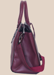 Purple ladies handbag plain with premium PU leather side view